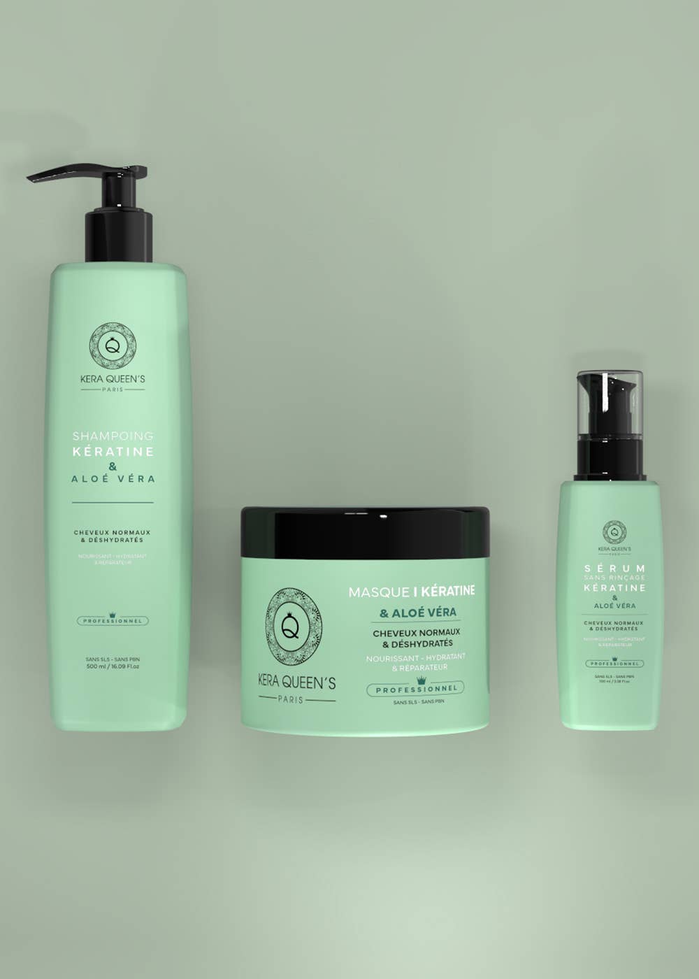 Trio de soins pour cheveux Kératine & Aloe vera